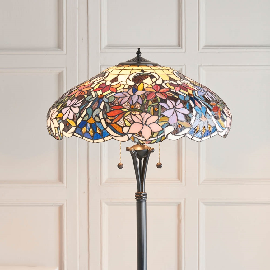 Endon 64323 - Lampadaire Tiffany SULLIVAN, 2 x E27 (60 W), 230 V, Ø 56 cm