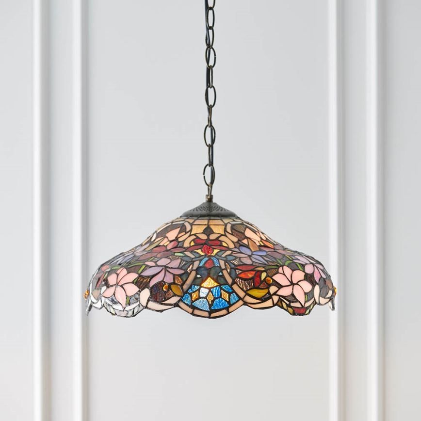 Endon 64325 - Kroonluchter aan ketting Tiffany SULLIVAN 1xE27/60W/230V diameter 40 cm