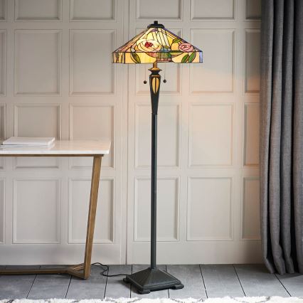 Endon 64383 - Lampadaire Tiffany WILLIOW 2xE27/60W/230V Ø 42,5 cm