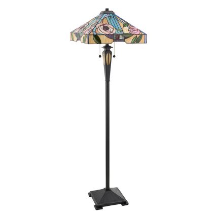 Endon 64383 - Tiffany-vloerlamp WILLIOW, 2x E27 (max. 60 W), 230 V, Ø 42,5 cm