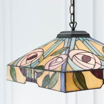 Endon 64385 - Tiffany-hanglamp aan ketting WILLOW 1xE27/60W/230V Ø 35 cm