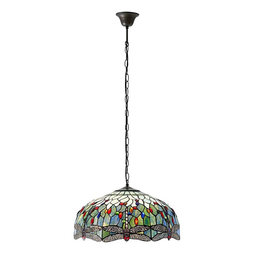 Endon 66148 - Kroonluchter aan ketting Tiffany DRAGONFLY 3xE27/60W/230V Ø 50 cm
