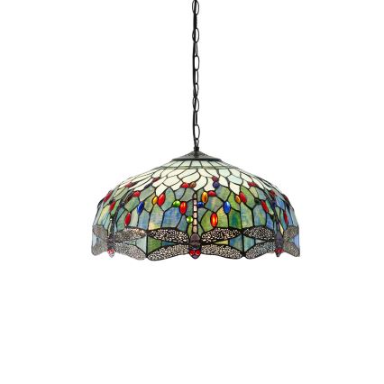Endon 66148 - Kroonluchter aan ketting Tiffany DRAGONFLY 3xE27/60W/230V Ø 50 cm