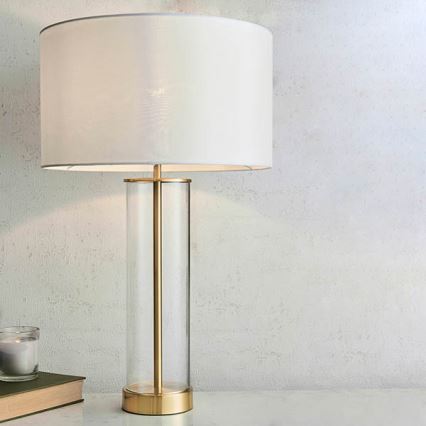 Endon 68802 - Dimbare tafellamp met aanraakbediening LESSINA 1xE27/10W/230V goud/wit