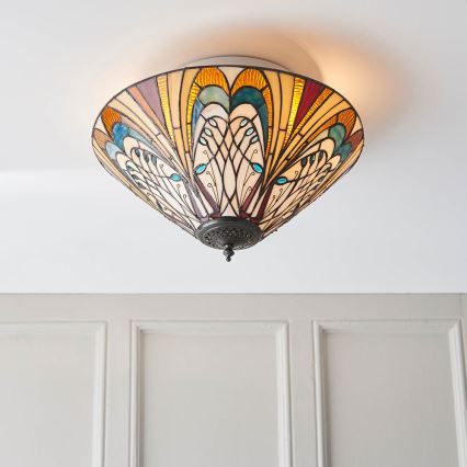 Endon 70241 - Plafondlamp Tiffany HECTOR 2xE27/60W/230V Ø 40 cm