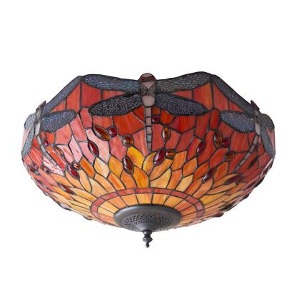 Endon 70721 - Tiffany-plafondlamp DRAGONFLY, 2x E27/60W/230V, Ø 41 cm