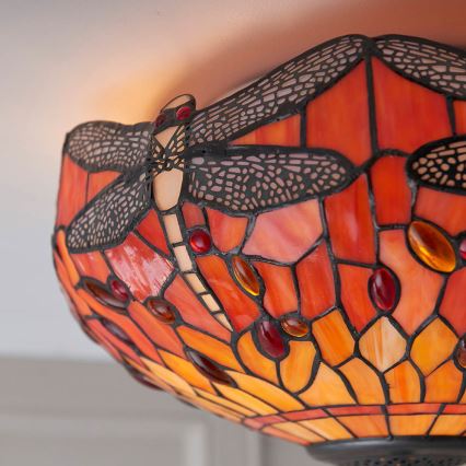 Endon 70721 - Tiffany-plafondlamp DRAGONFLY, 2x E27/60W/230V, Ø 41 cm