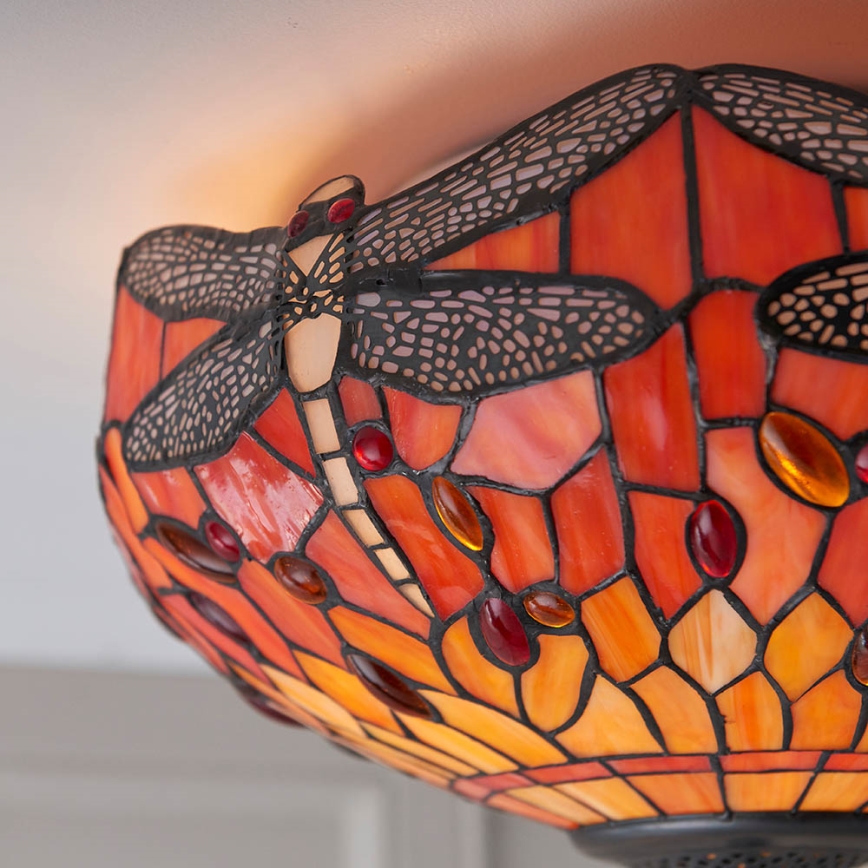 Endon 70721 - Tiffany-plafondlamp DRAGONFLY, 2x E27/60W/230V, Ø 41 cm