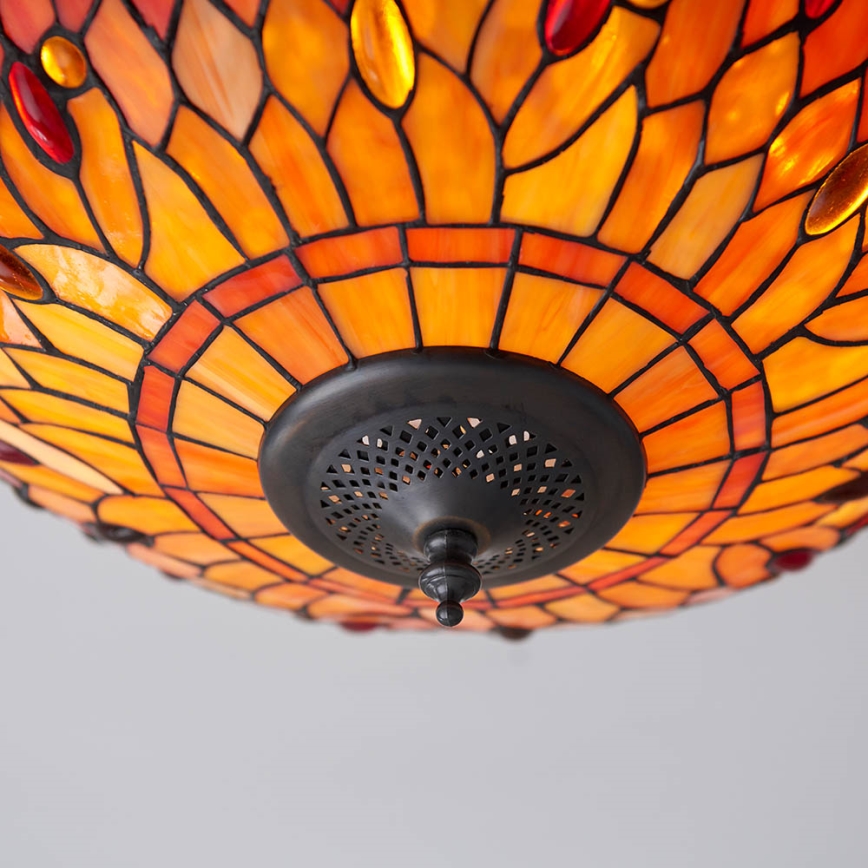 Endon 70721 - Tiffany-plafondlamp DRAGONFLY, 2x E27/60W/230V, Ø 41 cm