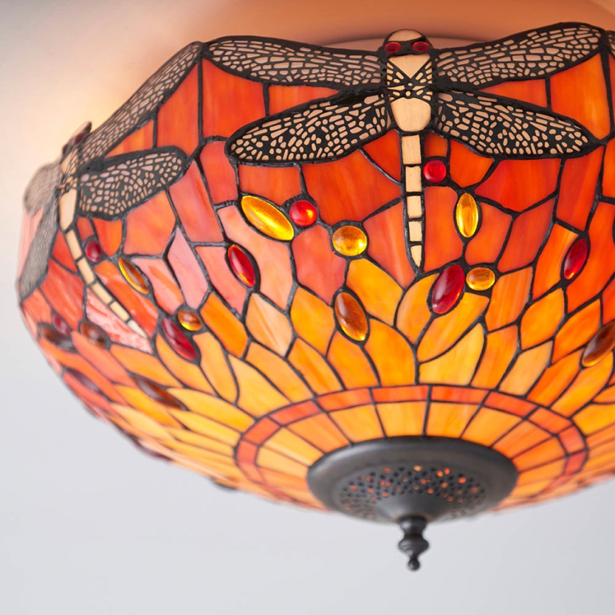 Endon 70721 - Tiffany-plafondlamp DRAGONFLY, 2x E27/60W/230V, Ø 41 cm