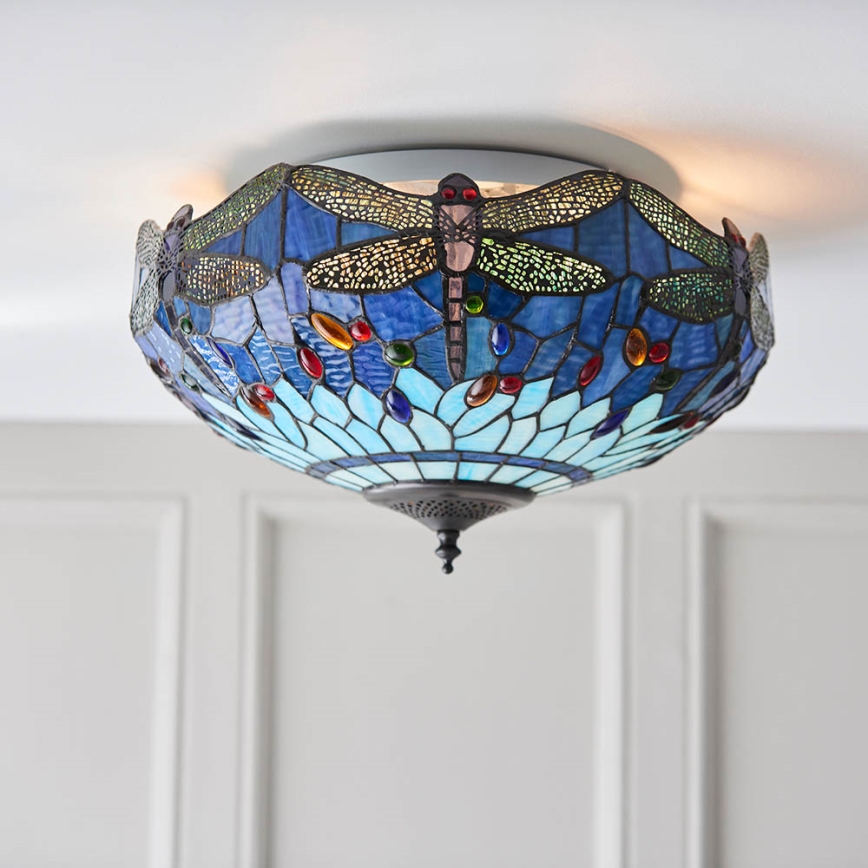 Endon 70722 - Plafonnier Tiffany DRAGONFLY 2xE27/60W/230V Ø 41 cm