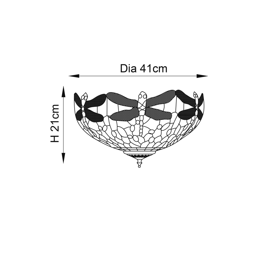 Endon 70722 - Tiffany-plafondlamp DRAGONFLY 2xE27/60W/230V Ø 41 cm