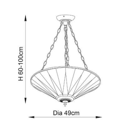 Endon 70754 - Hanglamp aan een ketting DARK STAR 3xE27/60W/230V diameter 49 cm