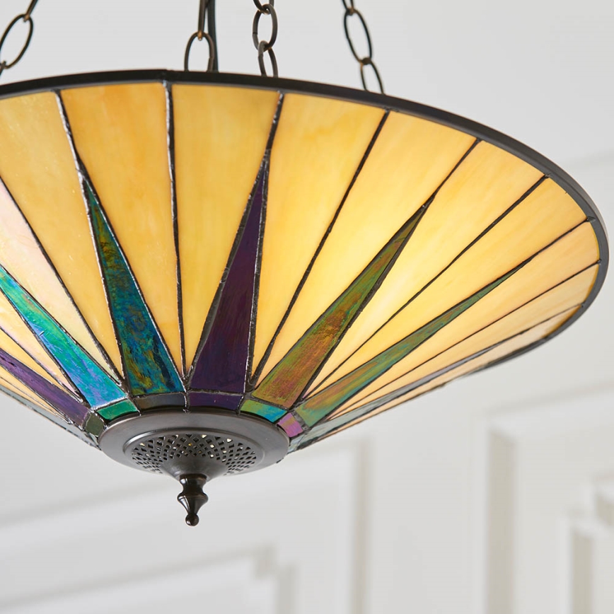 Endon 70754 - Kroonluchter aan ketting Tiffany DARK STAR 3xE27/60W/230V Ø 49 cm