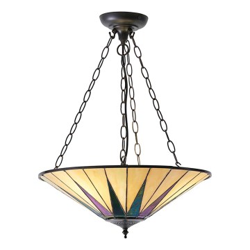 Endon 70754 - Suspension à chaîne Tiffany DARK STAR 3xE27/60W/230V Ø 49 cm