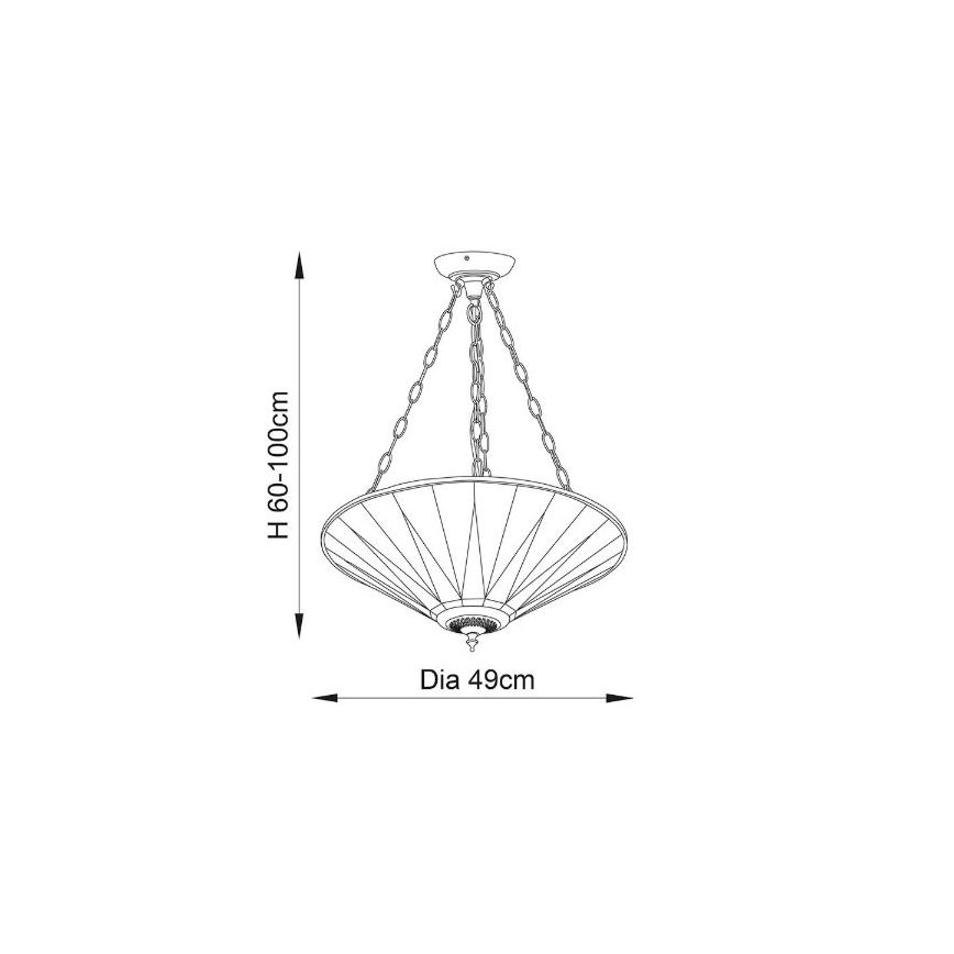 Endon 70754 - Suspension à chaîne Tiffany DARK STAR 3xE27/60W/230V Ø 49 cm