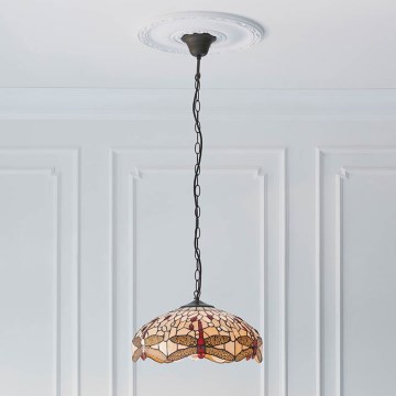 Endon 70824 - Kroonluchter aan ketting Tiffany DRAGONFLY 3xE27/60W/230V Ø 41 cm