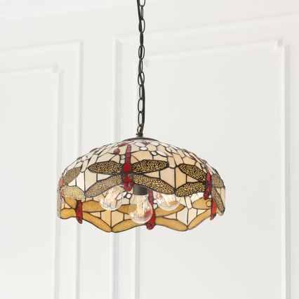 Endon 70824 - Kroonluchter aan ketting Tiffany DRAGONFLY 3xE27/60W/230V Ø 41 cm