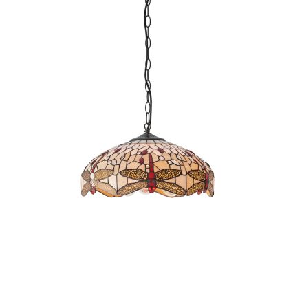 Endon 70824 - Kroonluchter aan ketting Tiffany DRAGONFLY 3xE27/60W/230V Ø 41 cm