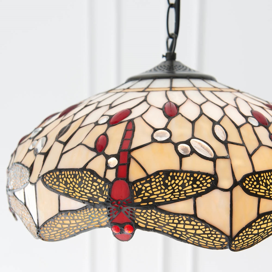 Endon 70824 - Kroonluchter aan ketting Tiffany DRAGONFLY 3xE27/60W/230V Ø 41 cm