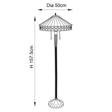 Endon 70936 - Lampadaire Tiffany FARGO 2xE27/60W/230V Ø 50 cm