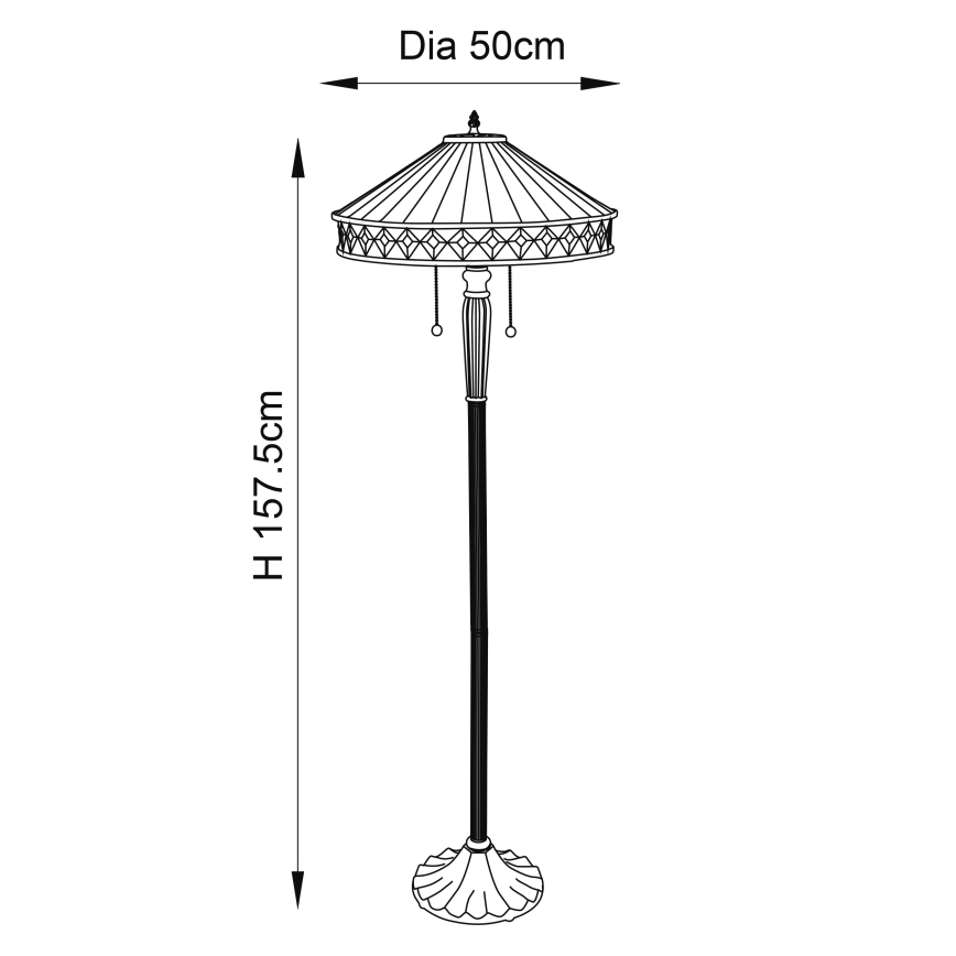 Endon 70936 - Lampadaire Tiffany FARGO 2xE27/60W/230V Ø 50 cm