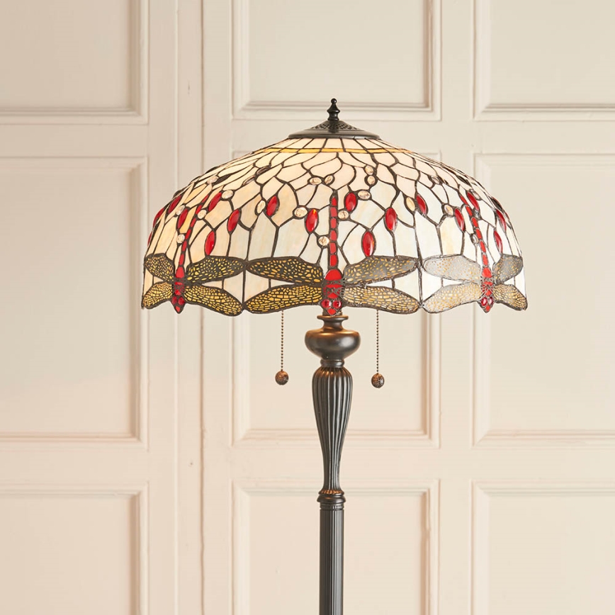 Endon 70940 - Lampadaire Tiffany DRAGONFLY 2xE27/60W/230V Ø 50 cm