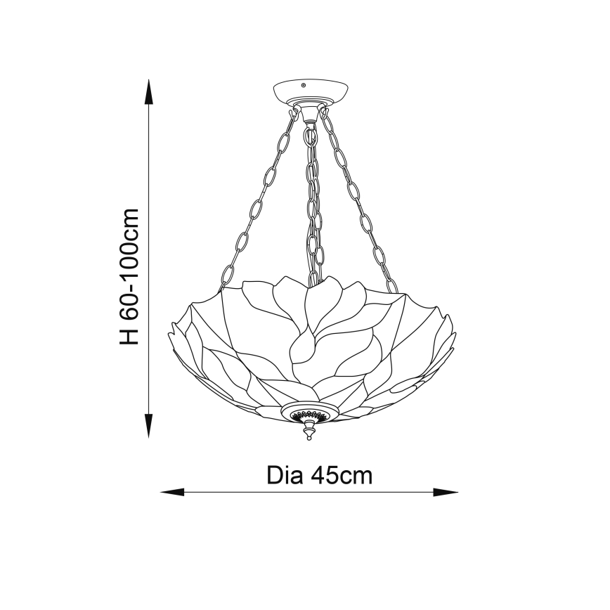 Endon 70946 - Hanglamp aan een ketting BOTANICA 3xE27/60W/230V diameter 45 cm