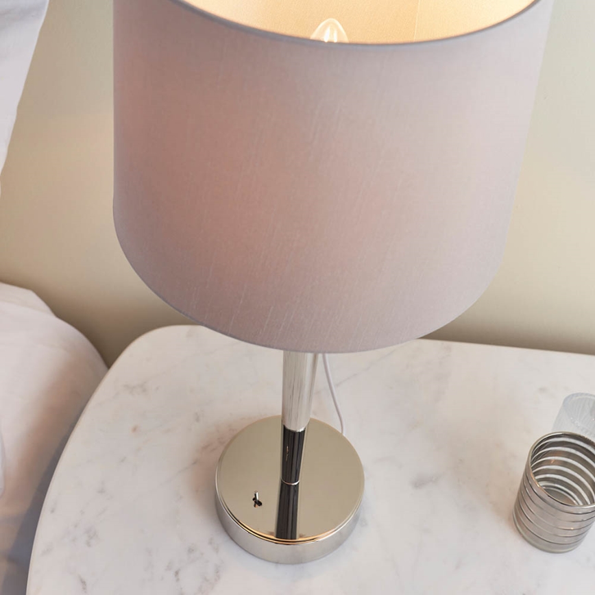 Endon 72175 - Lampe de table avec port USB SYON 1xE14/40W/230V chrome brillant/beige
