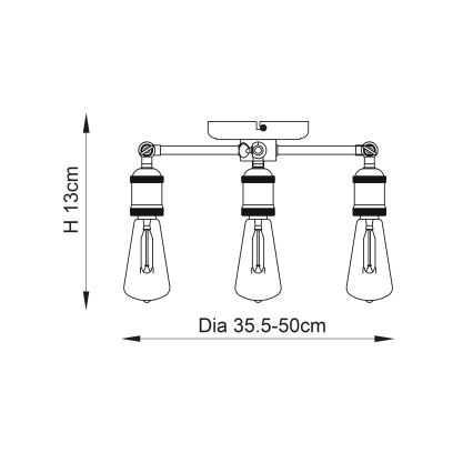 Endon 76124 - Spot HAL 3xE27/10W/230V chrome mat/cuivré