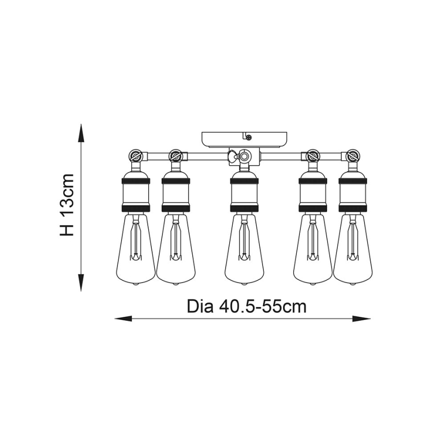 Endon 76336 - Plafondspot HAL 5xE27/40W/230V mat chroom/koperkleurig