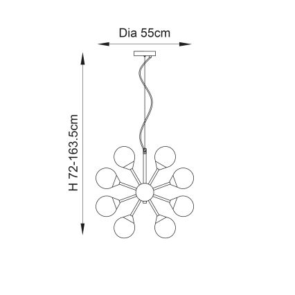Endon 76499 - Hanglamp met kabel OSCAR 28xG9/18W/230V goudkleurig