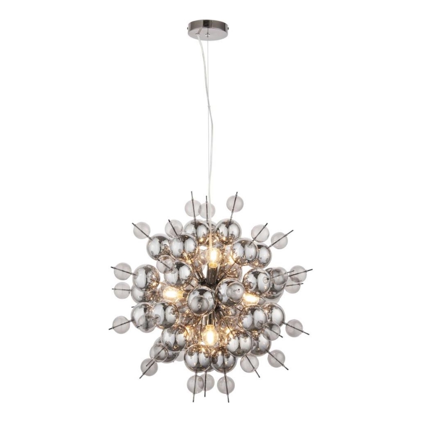 Endon 81583 - Hanglamp aan kabel JOULES 9xE14/7W/230V glanzend chroom/rookglas