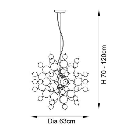 Endon 81583 - Hanglamp aan kabel JOULES 9xE14/7W/230V glanzend chroom/rookglas