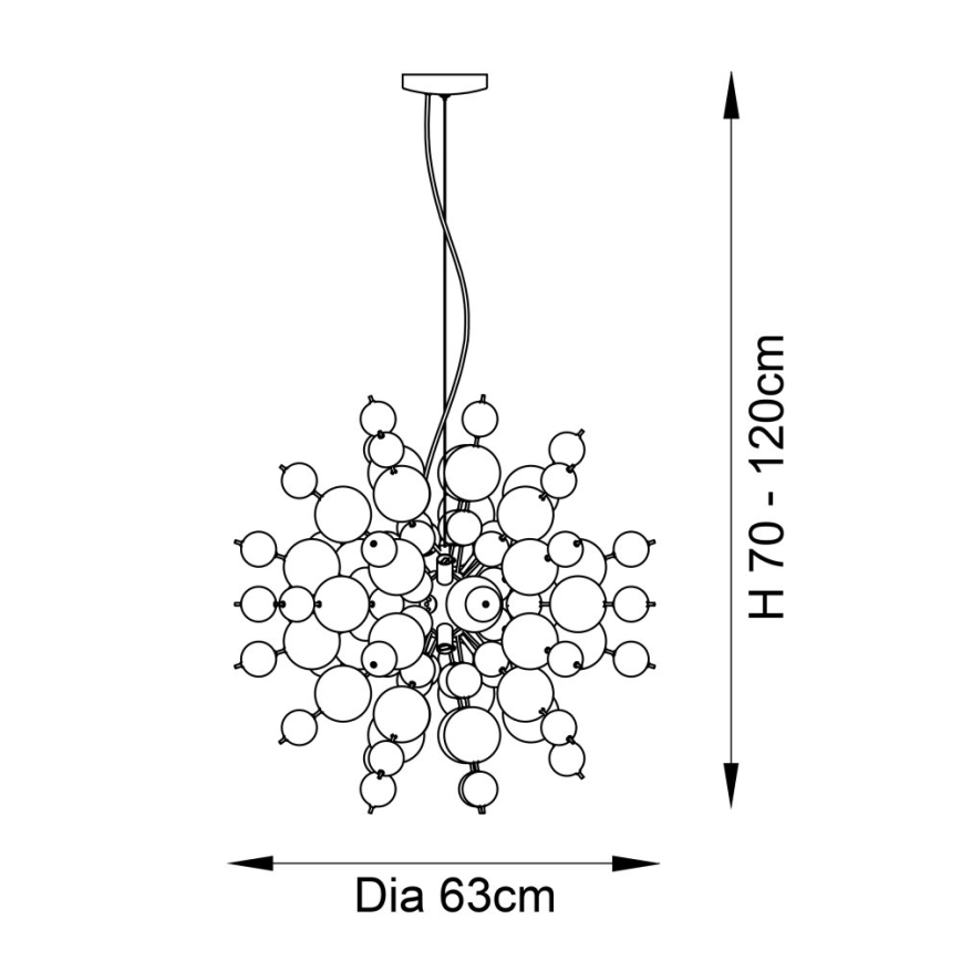 Endon 81583 - Hanglamp aan kabel JOULES 9xE14/7W/230V glanzend chroom/rookglas