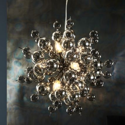 Endon 81583 - Suspension sur câble JOULES 9xE14/7W/230V chrome brillant/verre fumé