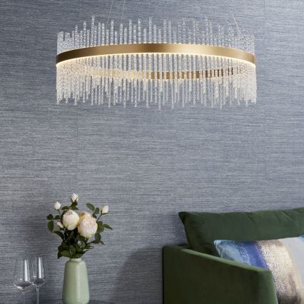 Endon 81908 - LED dimbare hanglamp aan kabel ADRIEL LED/58W/230V 3000K Ø 70 cm goud/helder
