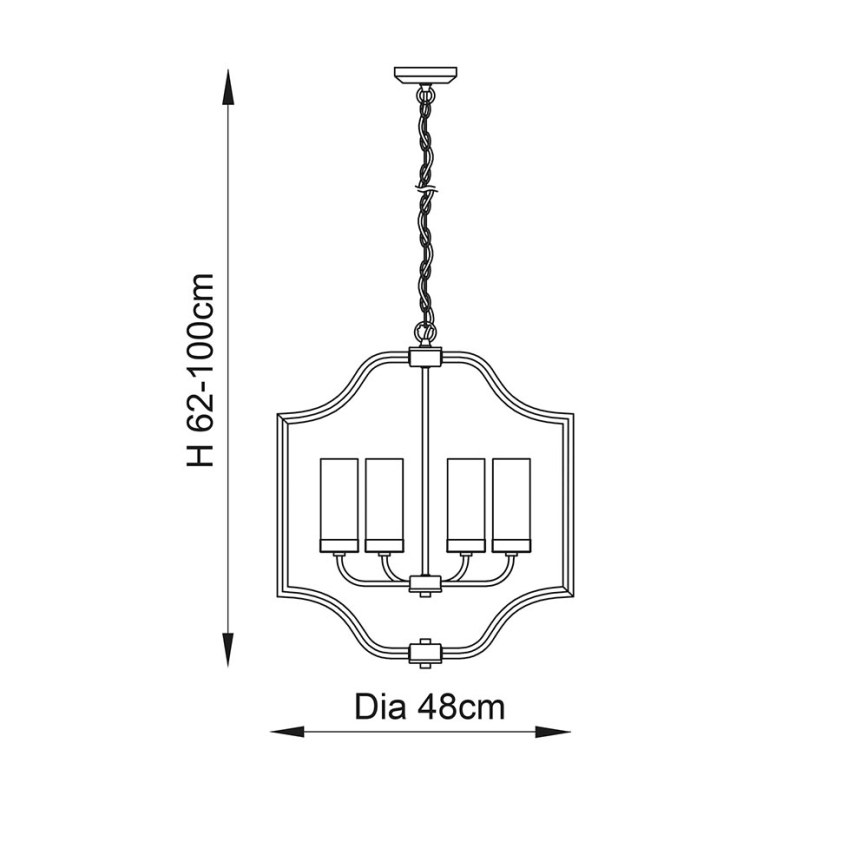 Endon 81914 - Kroonluchter aan ketting EDREA 4xE14/6W/230V messing