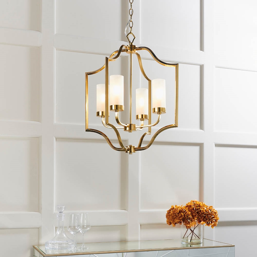 Endon 81914 - Lustre suspendu sur chaîne EDREA 4xE14/6W/230V, finition laiton