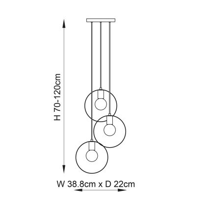 Endon 81922 - Suspension sur câble HOOP 3xE27/40W/230V doré/cuivré/chrome mat