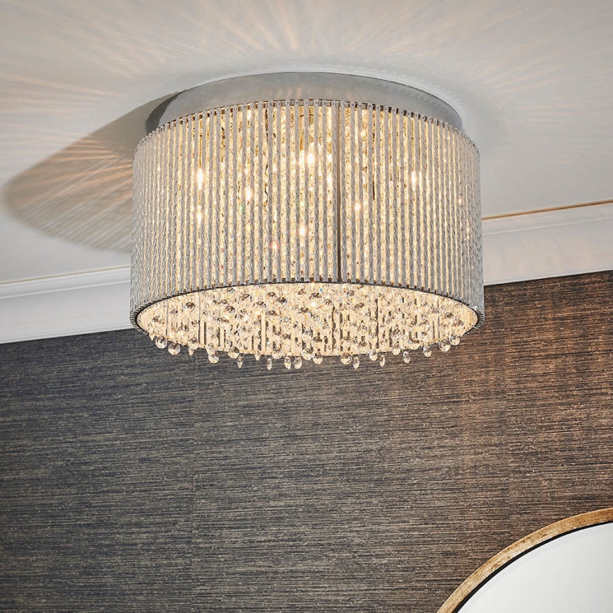 Endon 81980 - Plafonnier en cristal GALINA 10xG9/25W/230V chrome mat
