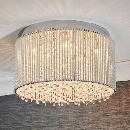 Endon 81980 - Plafonnier en cristal GALINA 10xG9/25W/230V chrome mat