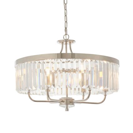 Endon 90263 - Kroonluchter aan ketting CHESTERFIELD 6xE14/6W/230V Ø 55 cm glanzend chroom