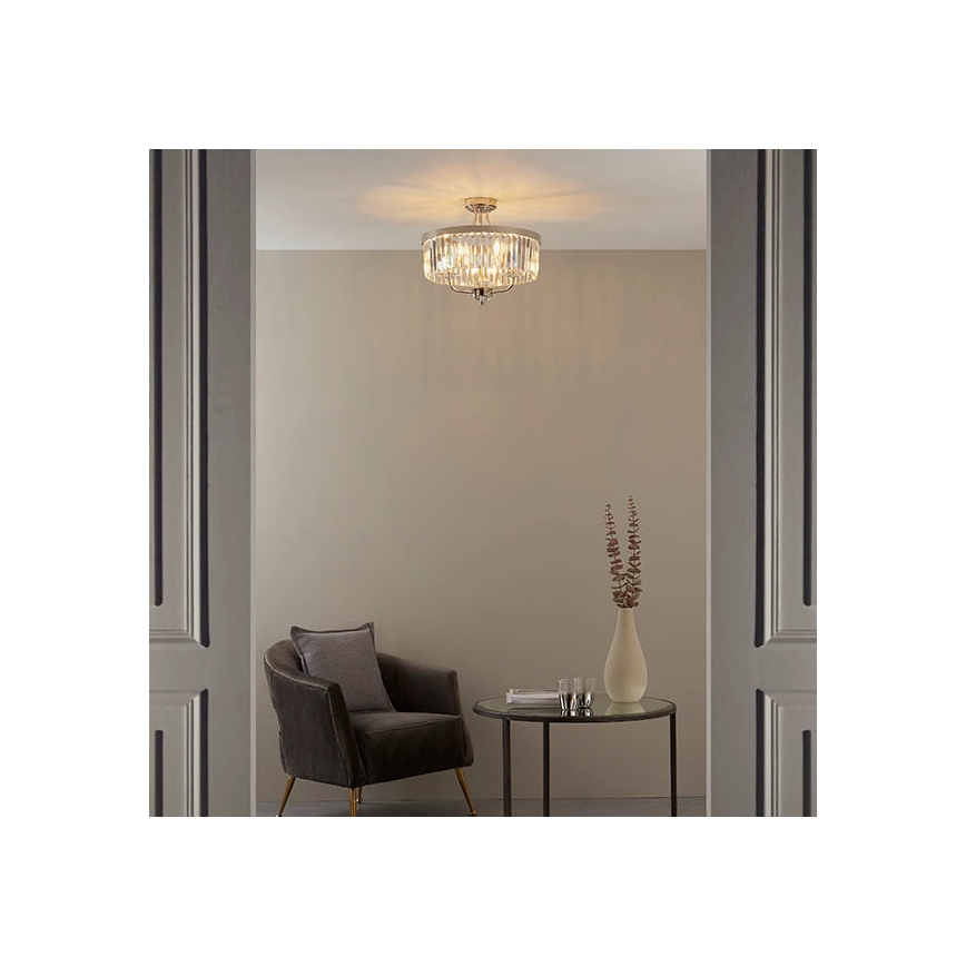 Endon 90264 - Plafonnier CHESTERFIELD 3xE14/6W/230V, Ø 45 cm, chrome brillant