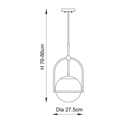 Endon 90844 - Hanglamp ONTARIO met staaf 1xE27/10W/230V messing