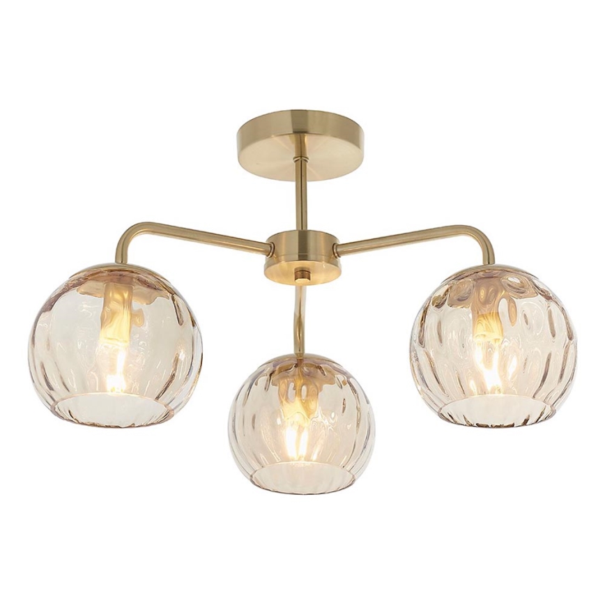 Endon 91968 - Plafonnière DIMPLE 3xE14/25W/230V goud/rookbeige