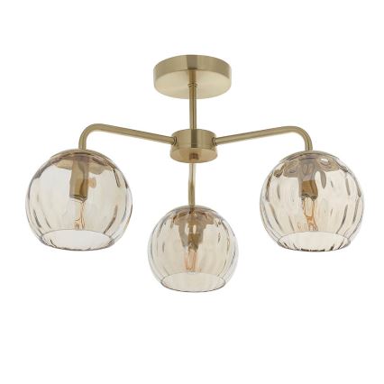 Endon 91968 - Plafonnière DIMPLE 3xE14/25W/230V goud/rookbeige