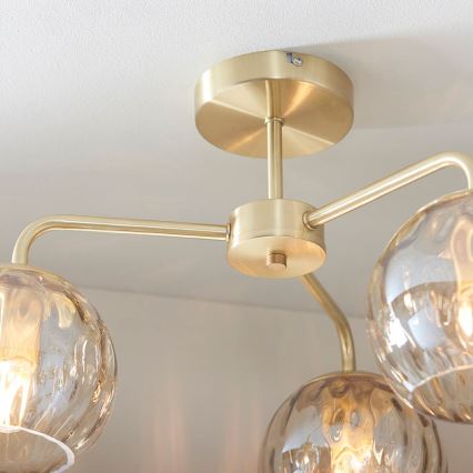 Endon 91968 - Plafonnière DIMPLE 3xE14/25W/230V goud/rookbeige
