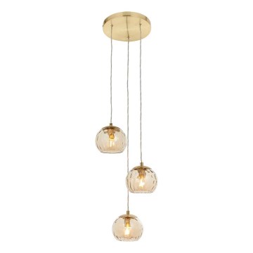 Endon 91971 - Hanglamp aan kabel DIMPLE 3xE14/25W/230V goud/rookachtig beige