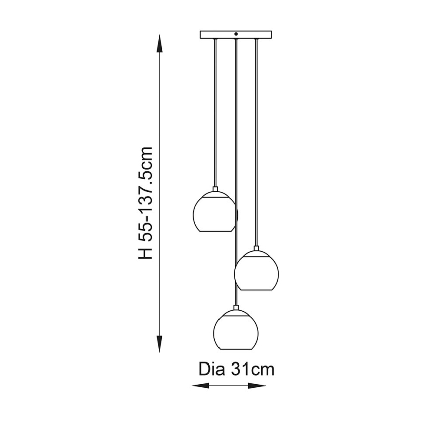 Endon 91971 - Suspension sur câble DIMPLE 3xE14/7W/230V doré/beige fumé